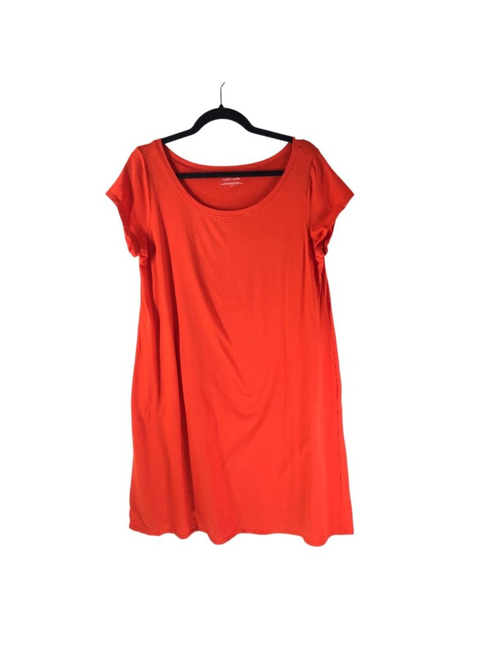 Eileen Fisher Womens T-Shirt Dress Orange L Organic Cotton Spandex Short Sleeve